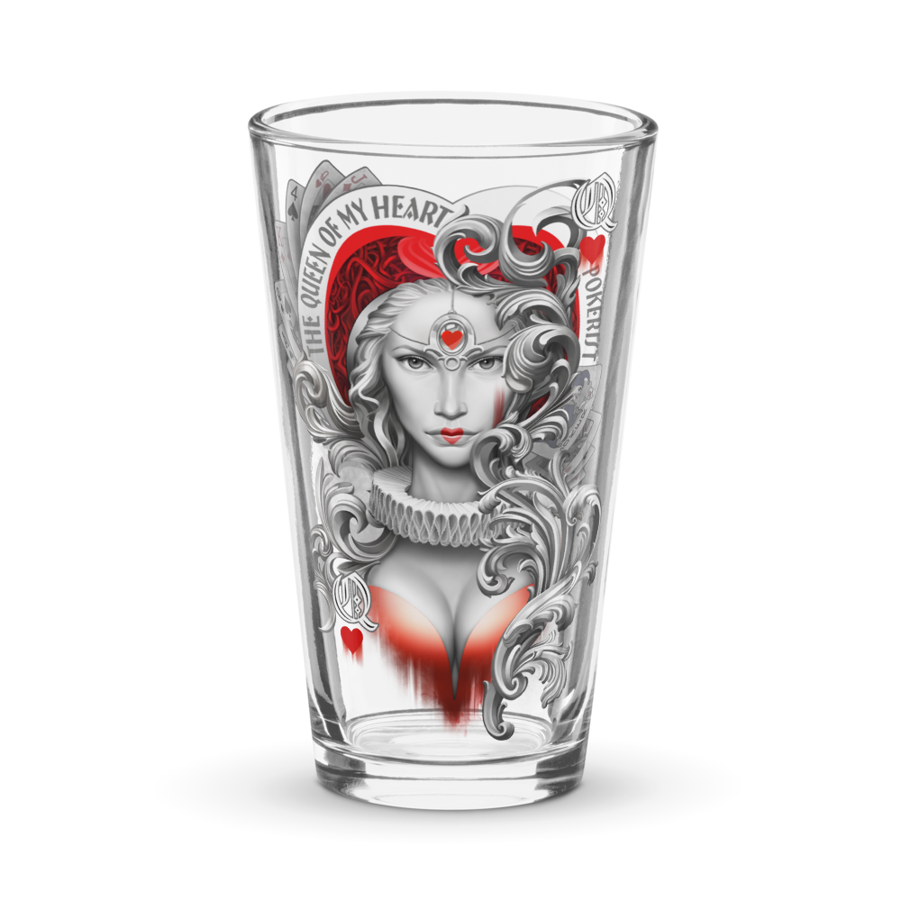 Queen Hearts - Shaker pint glass