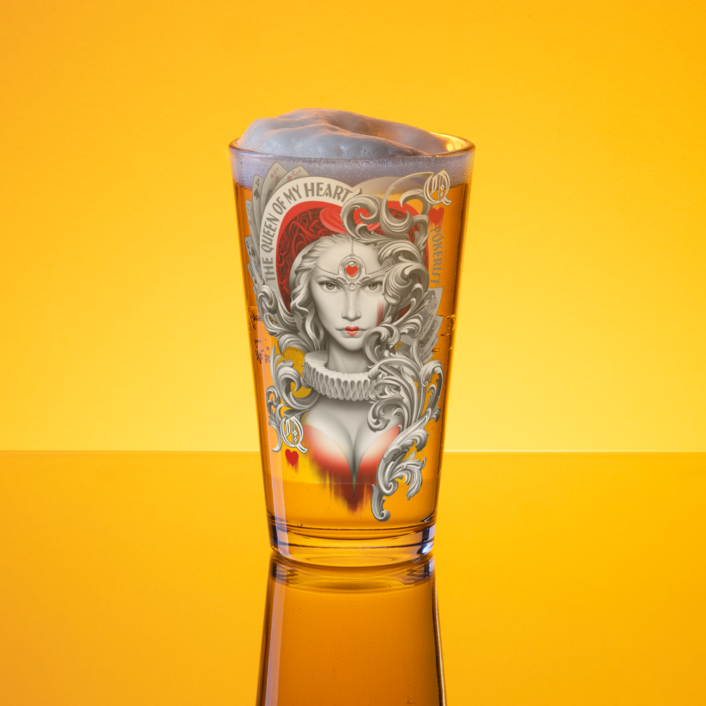 Queen Hearts - Shaker pint glass